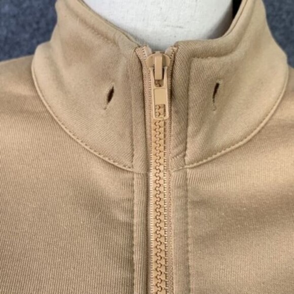 Shein Zip Front Sweatshirt Women XS Tan White Long Sleeve Pockets - Picture 4 of 11